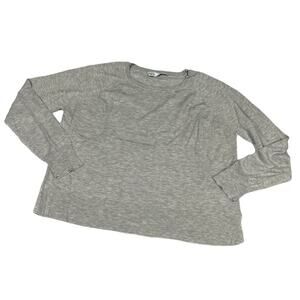 Zara Sweater Crop Grey Crew Neck Side Slit Long Sleeve Knit Pullover Women's S‎